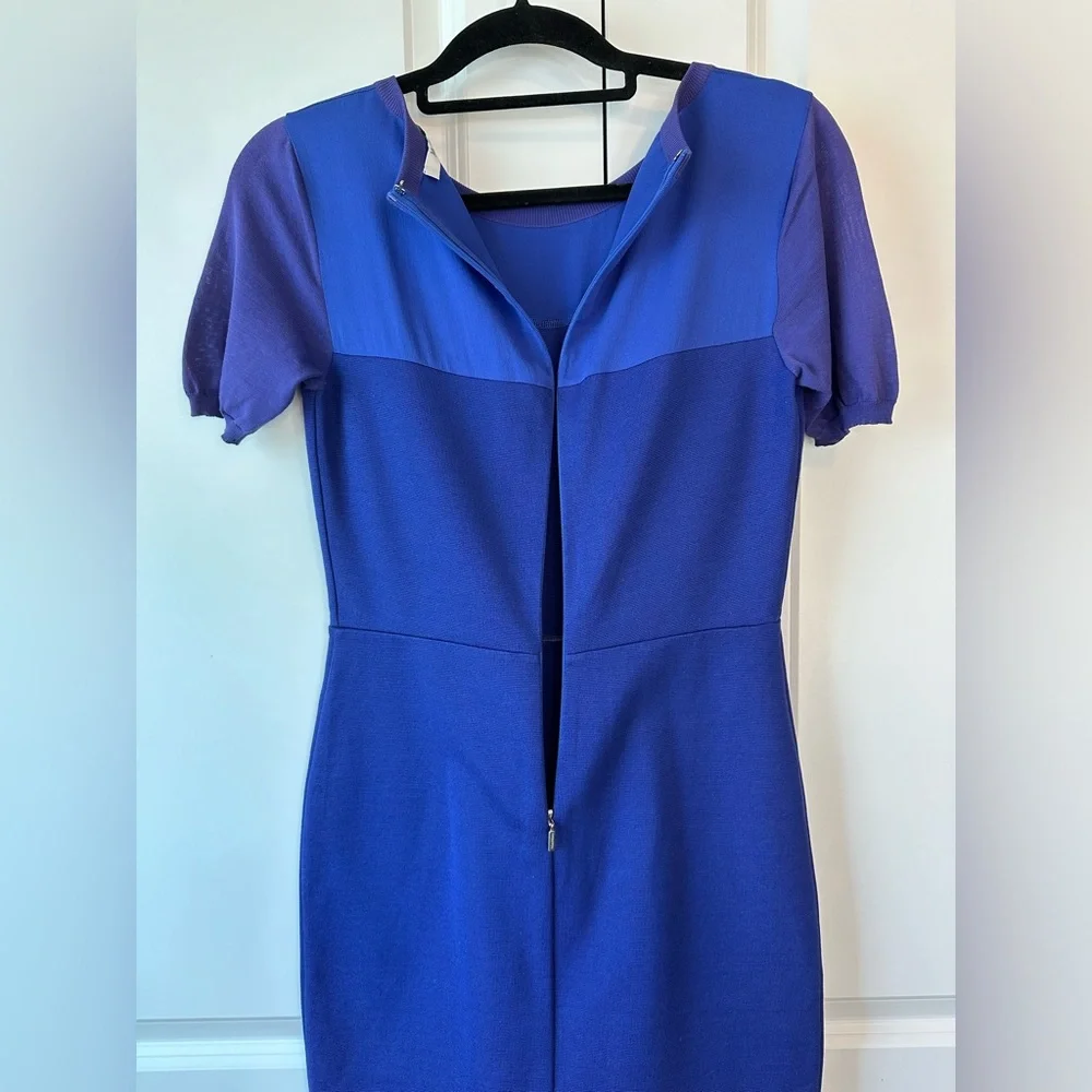 MaxMara Cobalt Blue Sheath Column Silk Blend Midi Dress (Size 40IT/6US)